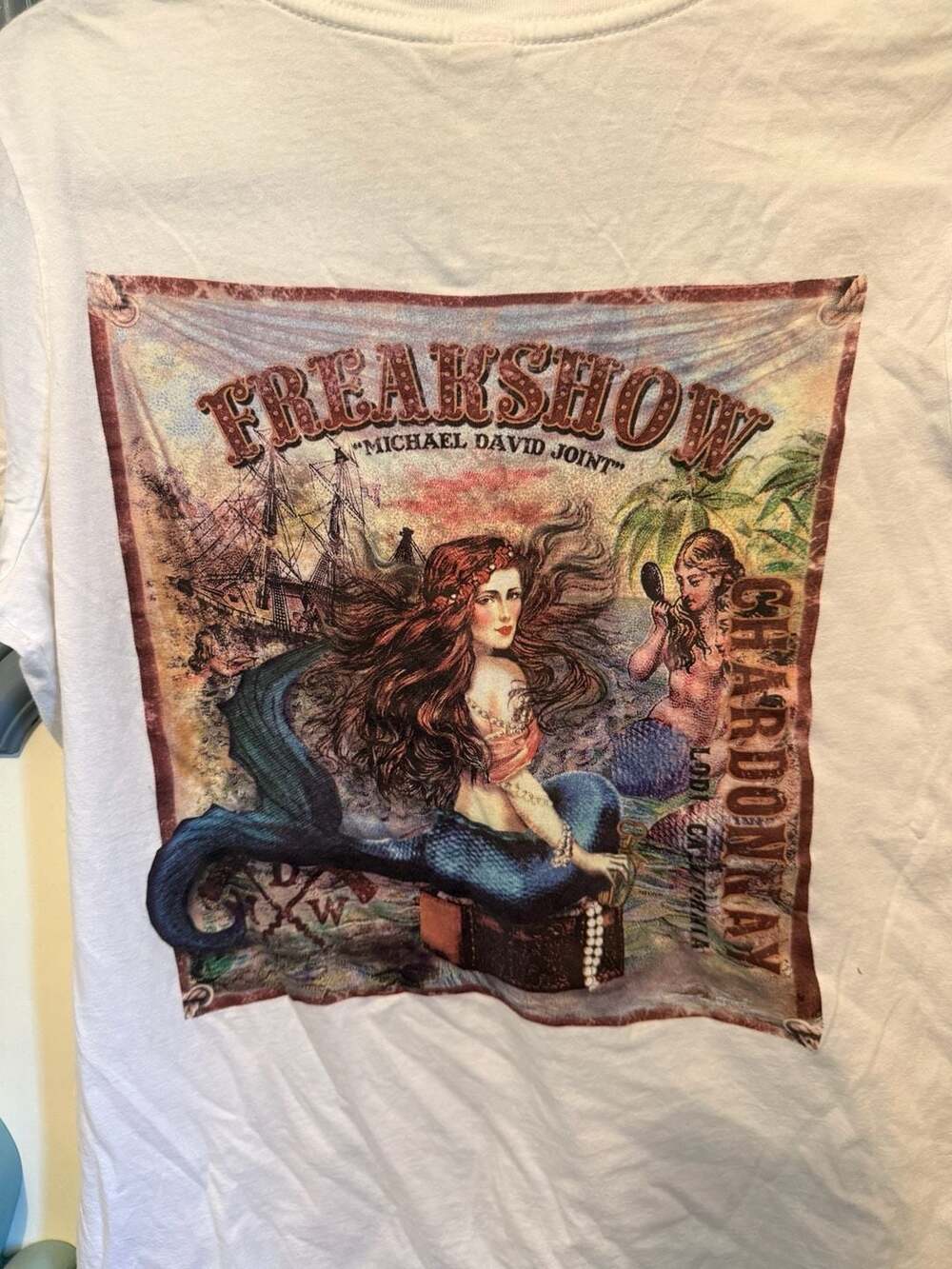 District Michael David Winery Freakshow Chardonnay Mermaid Graphic V-Neck